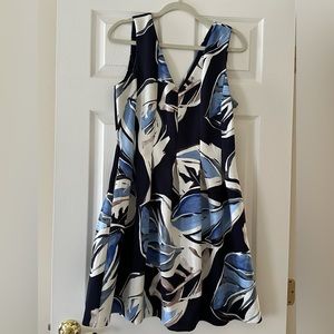Vince Camaro Navy Floral Sleeveless Dress
